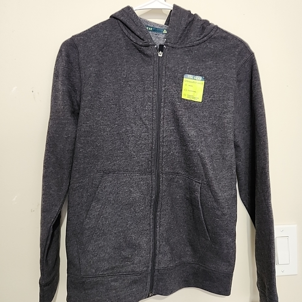 Tek Gear Sweatshirt For Kids Size Medium Color Charcoal Gray With Pockets B6 - Picture 8 of 12